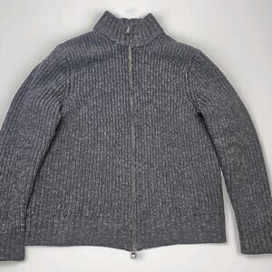 Vtg Y2K Banana Republic 54023 100% Merino Wool Full Zip Mock Neck Cardigan Large